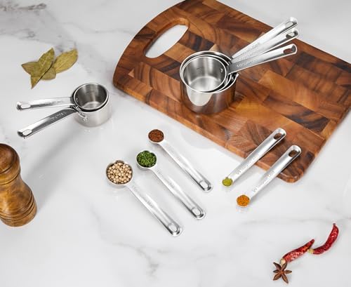 KEAWELL Premium 18/10 Measuring Set (Silver, Measuring Cups & Spoons)