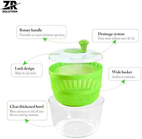 Large Salad Spinner 5 Quart, Manual Lettuce Dryer and Vegetable Washer
