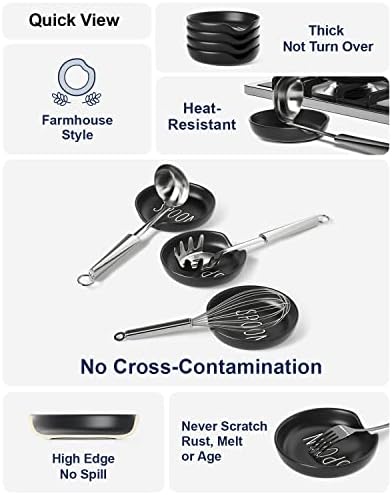 LE TAUCI Ceramic Spoon Rest for Stove Top, 5 Inch Spoon Holder for