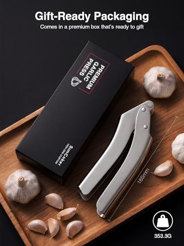 Garlic Press, No-Peel Garlic Crusher, 270° Flip