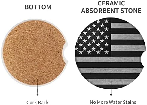 Britimes Grey Car Coasters for Drinks, 2 Pack Ceramic Stone 2.56"