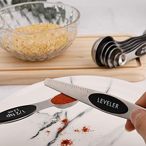 Magnetic Measuring Spoons Sets of 9 Stainless Steel Dual Sided
