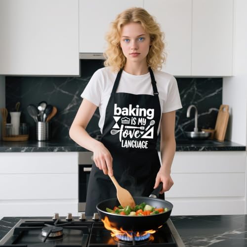Funny Apron for Women with 2 Pockets, Adjustable Kitchen Apron for
