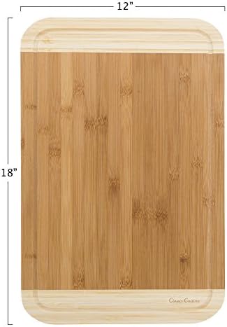 Two Tone Bamboo Cutting Board- Extra Thick, Chopping and Serving Board