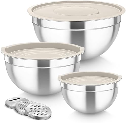 TeamFar Mixing Bowls, Stainless Steel Nesting Salad Bowls Set