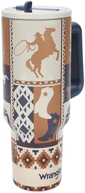 Wrangler Cowboy Boots & Cactus White 40 Oz Stainless Steel Water