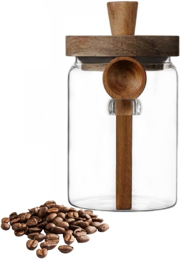 ANSQU Glass Jar with Wooden Lid & Spoon, 27oz Food Storage Containers Coffee by ANSQU