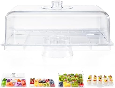 Cake Stand with Lid-Large 17" Rectangular Cake Holder,Acrylic BPA Free