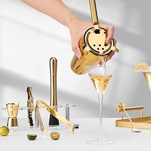 Cocktail Shaker Set with Arcylic Stand, Mixology Bartender Kit for