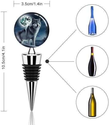Wolf Under Moon Wine Stopper Vacuum Alloy Wine Bottle Stopper Reusable