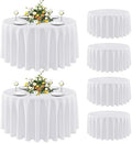 sancua 90 Inch Round Tablecloth Fit 30-72 Inch Tables, White 6 Pack