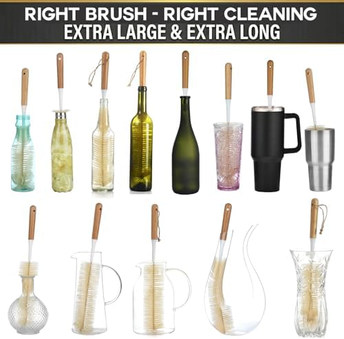 ALINK Extra Large Long Bottle Brush Set - 16" / 15" Long Bamboo Handle