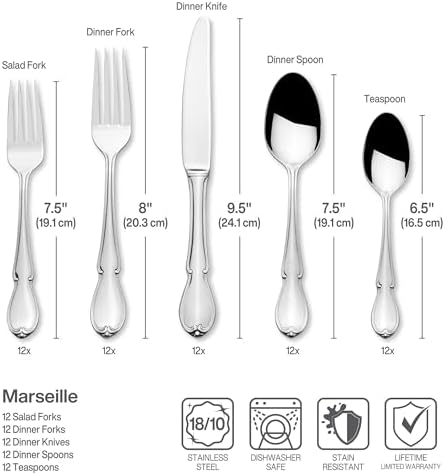 Mikasa Marseille 18.10 65 Piece Stainless Steel Flatware Set, Service
