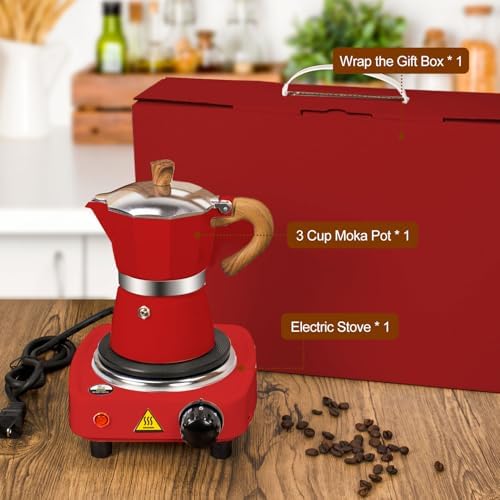 2-in-1 Moka Pot Espresso Set, 3 Cup Aluminum