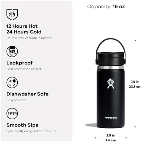 Hydro Flask Flex Sip Coffee Tumbler – Insulated Stainless Steel, Non