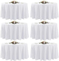 6 Pack White Round Tablecloths, 120 Inch Stain Resistant and Wrinkle