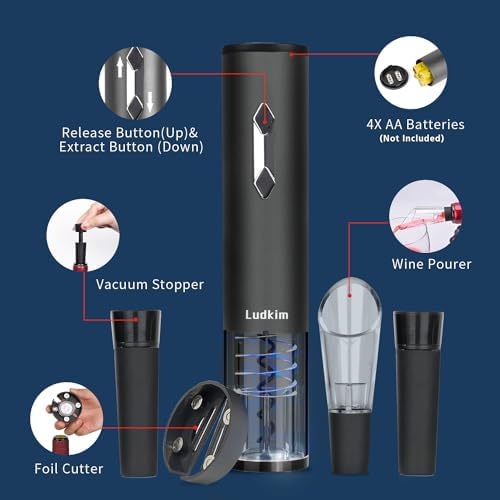Electric Wine Opener, 5-in-1 Automatic Wine Bottle Opener