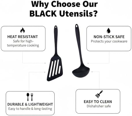 Pack of 2 Silicone Cooking Utensils Set, Non Stick Large wok Spatula