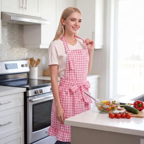 Vintage Apron Ruffle Dress Women 2 Pockets