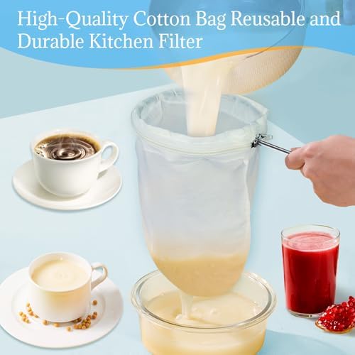 Fine Mesh Strainer, 6Pcs Cloth Strainer Bags with Steel Handle