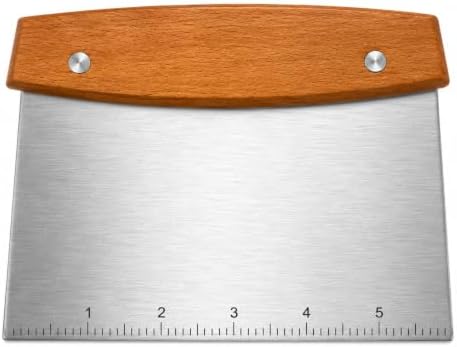 6 Inch Pizza Dough Cutter with Wooden Handle, Sour Dough Scraper Tool