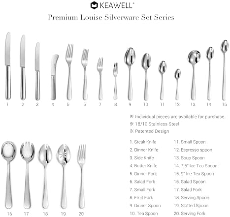 KEAWELL Premium Louise 6-Piece 4.4-Inch 18/10 Coffee Spoons