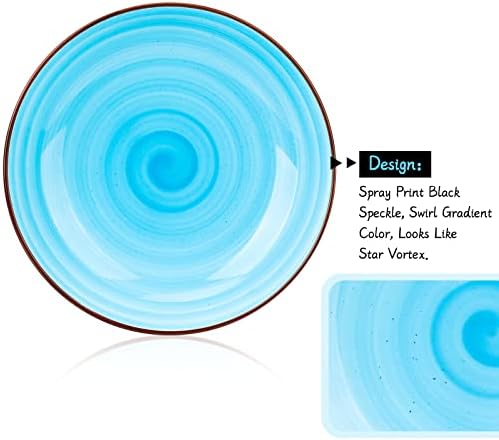 KitchenTour Large Pasta Bowls, 34 Ounce Ceramic Salad Bowl Plates, Set