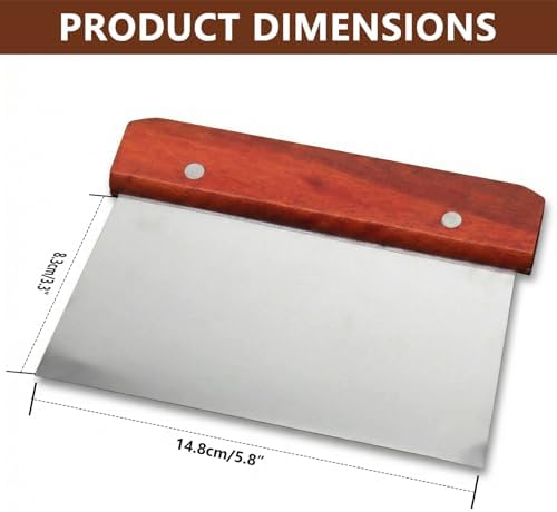 Bench Scraper Stainless Steel Dough Scraper with Wooden Handle Cake