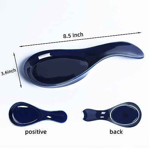 GDCZ Large Porcelain Spoon Rest for Kitchen Stove Top, Navy
