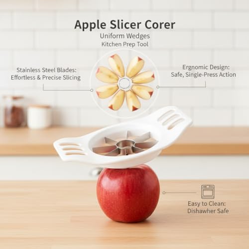 Apple Slicer Corer, Stainless Steel Fruit Divider for Uniform Wedges