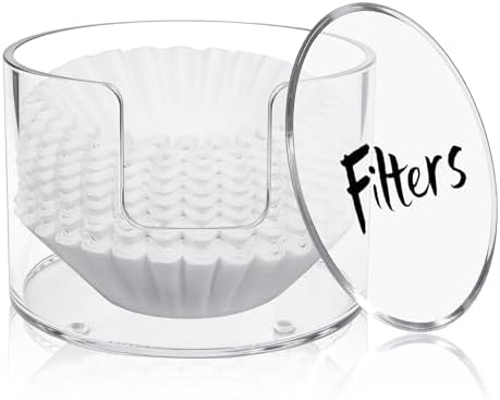 Acrylic Coffee Filter Holder with Lid, Reusable Coffee Filter Storage