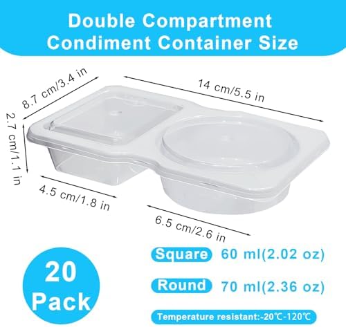 Pure Future 20-Pack 2-Compartment Snack Containers with Lids