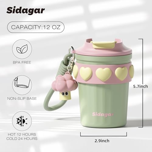 SDGA+ 12 oz Travel Coffee Mug Spill Proof Leak Proof, Stainless Steel