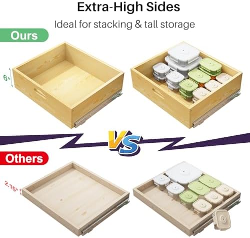 Pull Out Cabinet Organizer, Soft Close Slide Out Solid Wooden