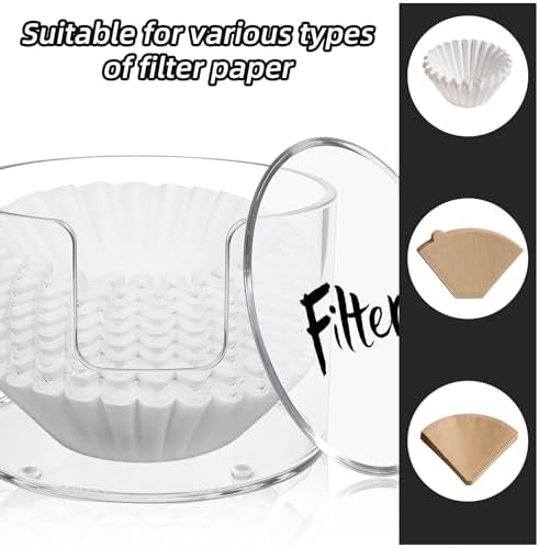 Acrylic Coffee Filter Holder with Lid, Reusable Coffee Filter Storage