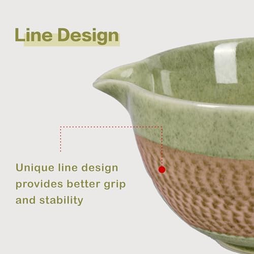 Matcha Bowl with Spout, 500 ml/18 oz Ceramic Matcha Mixing Bowl