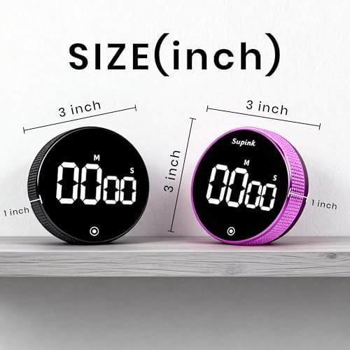 Digital Twist Kitchen Timer, Large LED Display, Black+Purple