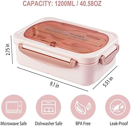Bento Box for Adult, 1200 ML Lunch Containers for Adults, LeakProof