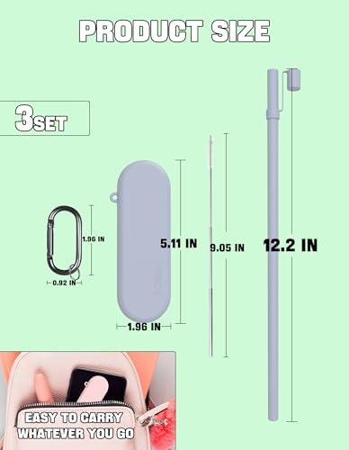 Doboli Reusable Straws with Case,12 inch Long Silicone Reusable Straws
