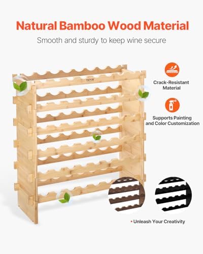 VEVOR 6-Tier 48 Bottles Stackable Modular Wine Rack, Freestanding