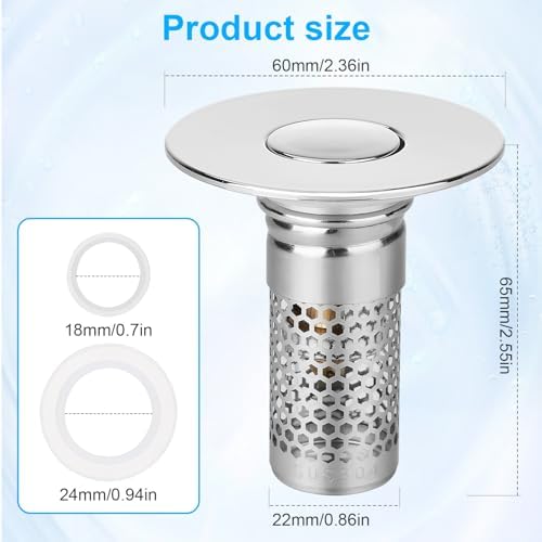 Adoric Bathroom Sink Stopper 2Pack, Sink Drain for Bathroom Pop Up