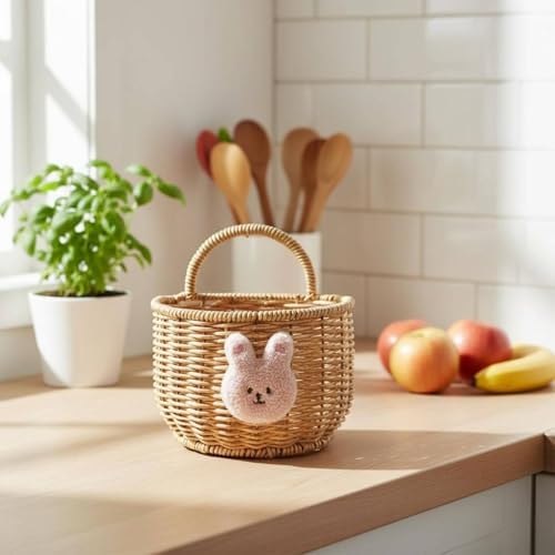 Generic Gingers Garlic Storage Basket Rattan Woven Organizer, L
