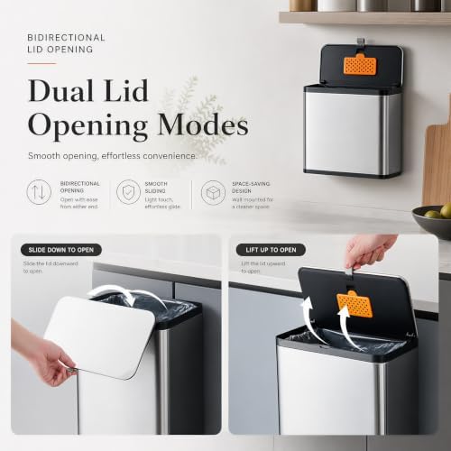 Kitchen Compost Bin, 8L / 2.1 Gal Stainless Steel