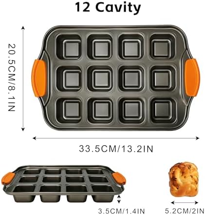 Brownie Pan with Dividers, 12 Cavity Square Cake Pan with Handle