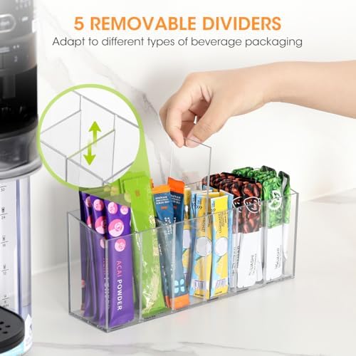 AIEVE Drink Packet Organizer, Water Drink Packet Holder with Removable