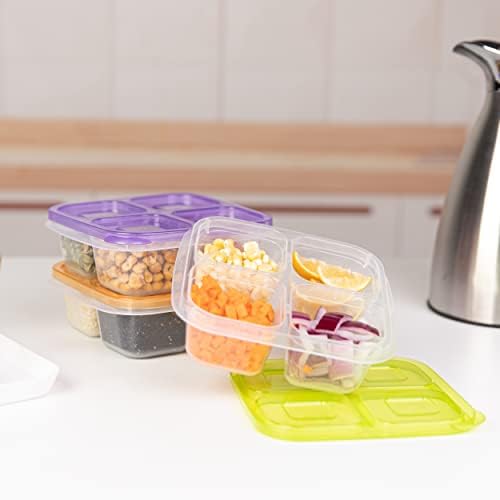 Finorder 6 Pack 4-Compartment Food Containers, Lunchable Snack