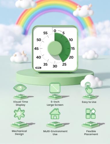 LIORQUE 6-Inch Large Visual Timer, 60-Minute Classroom Timer