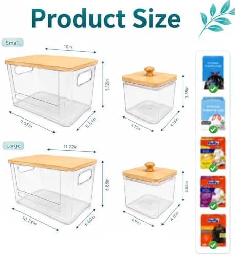 4 PACK Stackable Trash Bag Dispenser Organizer, Multi-Purpose Under