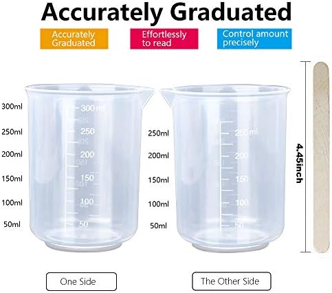 LEOBRO 8PCS Resin Mixing Cups, 300ML Plastic Measuring Cups for Resin