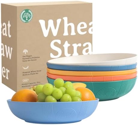 Homienly Salad Bowls, 60 OZ Large Salad Bowls for Kitchen, Wheat Straw